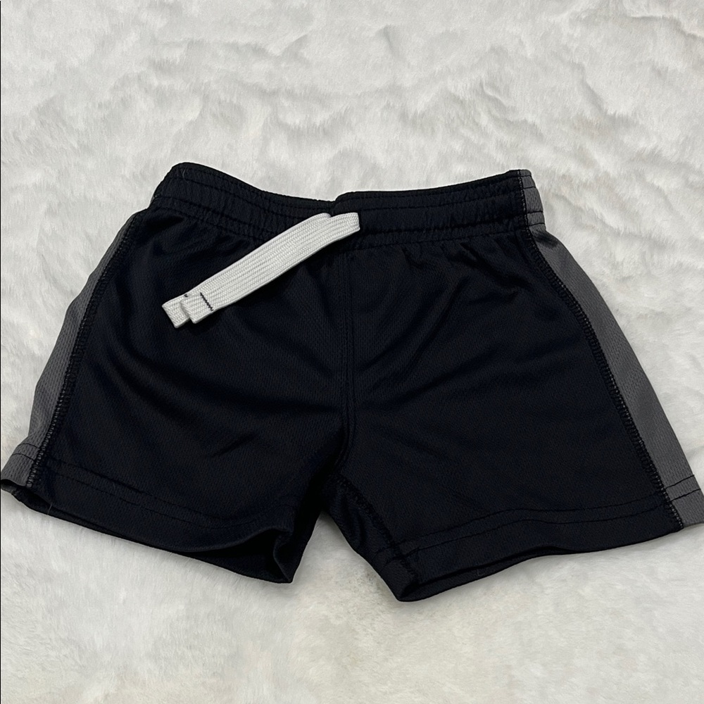 Carter's Black Athletic Shorts with Gray Side Panels and White Drawstring